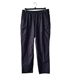 Lands' End Womens Black Elastic Waist Straight Leg Convertible Cargo Pants - 16